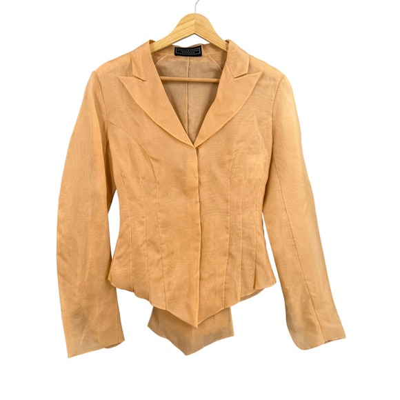 Richard Tyler Couture Jackets & Blazers - Richard Tyler Couture Blazer Size XS Est Peach Sheer Silk Organza Peplum Jacket